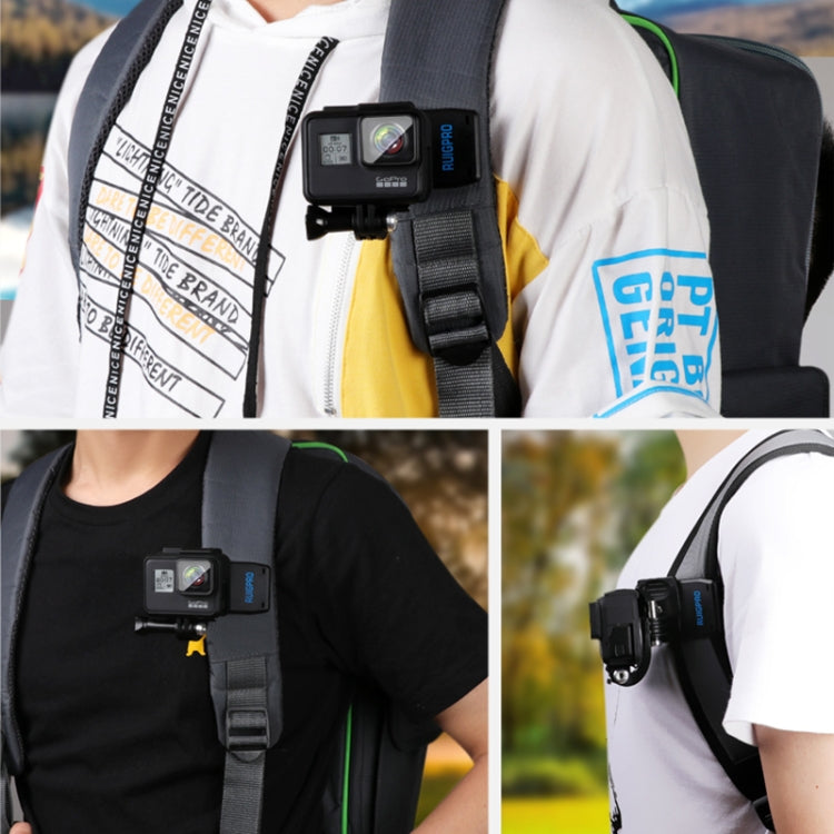 RUIGPRO การหมุน 360 องศากระเป๋าเป้สะพายหลัง J-Type Rec-Mounts คลิปหนีบ Mount พร้อมสกรูสำหรับ GoPro HERO9 Black / HERO8 Black / HERO7 / 6/5, DJI Osmo Action, Xiaoyi และกล้องแอ็คชั่นอื่น ๆ