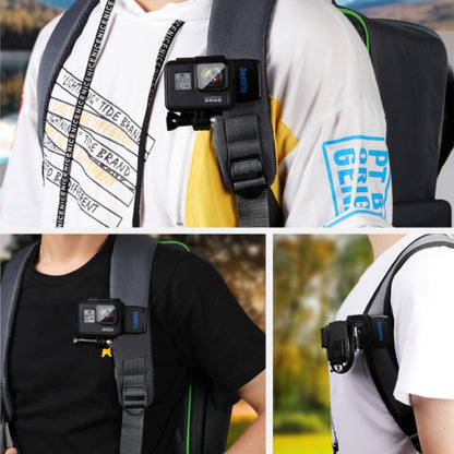 RUIGPRO การหมุน 360 องศากระเป๋าเป้สะพายหลัง J-Type Rec-Mounts คลิปหนีบ Mount พร้อมสกรูสำหรับ GoPro HERO9 Black / HERO8 Black / HERO7 / 6/5, DJI Osmo Action, Xiaoyi และกล้องแอ็คชั่นอื่น ๆ