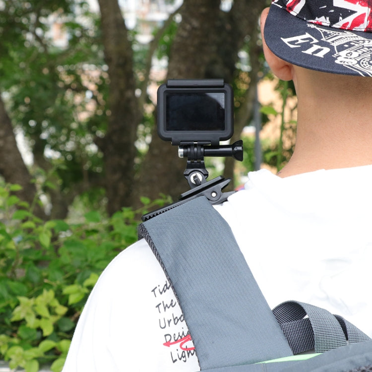 RUIGPRO การหมุน 360 องศากระเป๋าเป้สะพายหลัง J-Type Rec-Mounts คลิปหนีบ Mount พร้อมสกรูสำหรับ GoPro HERO9 Black / HERO8 Black / HERO7 / 6/5, DJI Osmo Action, Xiaoyi และกล้องแอ็คชั่นอื่น ๆ
