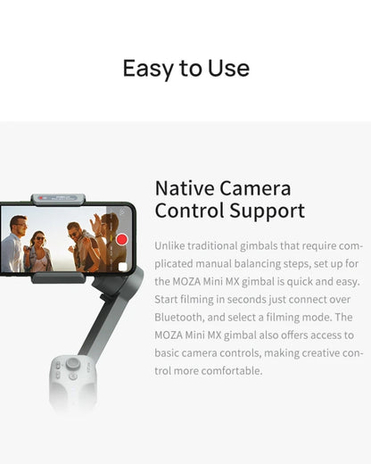MOZA Mini MX 3 แกนแบบพับได้มือถือกิมบอลโคลงสำหรับกล้องแอคชั่นและสมาร์ทโฟน, Mini MX
