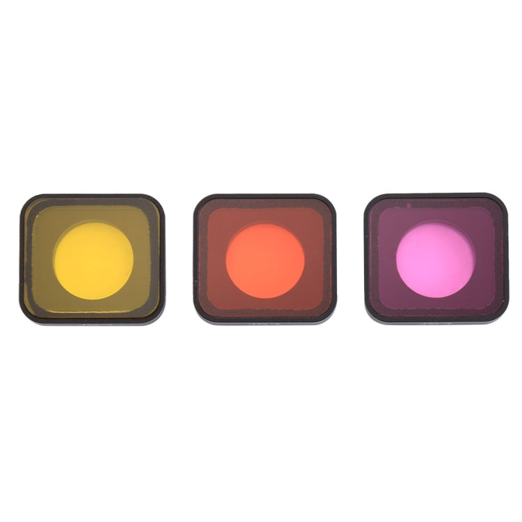 3 in 1 Snap-on ฟิลเตอร์เลนส์สีแดง / เหลือง / ม่วงสำหรับ GoPro HERO6 / 5, Red / Yellow /Purple Color Lens