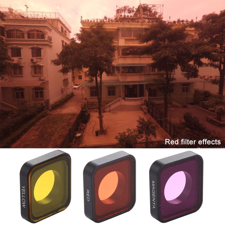 3 in 1 Snap-on ฟิลเตอร์เลนส์สีแดง / เหลือง / ม่วงสำหรับ GoPro HERO6 / 5, Red / Yellow /Purple Color Lens