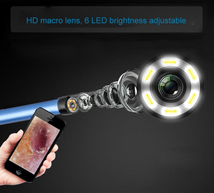 2 in 1 USB HD Visual Earwax เครื่องมือทำความสะอาดกล้องเอนโดสโคป Borescope พร้อมไฟ LED และ Wifi ความยาวสายเคเบิล: 2 ม.