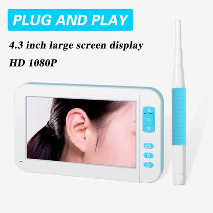 C01 จอแสดงผลขนาด 4.3 นิ้ว HD1080P กล้องส่องกล้อง Earspoon แบบมองเห็นพร้อมไฟ LED 6 ดวงเส้นผ่านศูนย์กลาง: 5.5 มม., C01 5.5mm
