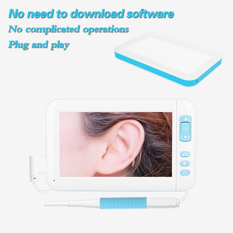 C01 จอแสดงผลขนาด 4.3 นิ้ว HD1080P กล้องส่องกล้อง Earspoon แบบมองเห็นพร้อมไฟ LED 6 ดวงเส้นผ่านศูนย์กลาง: 5.5 มม., C01 5.5mm
