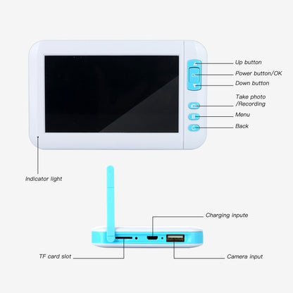 C01 จอแสดงผลขนาด 4.3 นิ้ว HD1080P กล้องส่องกล้อง Earspoon แบบมองเห็นพร้อมไฟ LED 6 ดวงเส้นผ่านศูนย์กลาง: 5.5 มม., C01 5.5mm