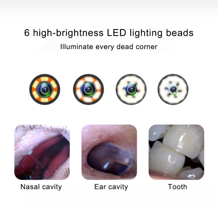 กล้องเอนโดสโคปส่องตรวจฟันจมูกแบบภาพ HD 1MP พร้อมไฟ LED 6 ดวง เส้นผ่านศูนย์กลางเลนส์: 4.3 มม