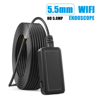 F220 5.5 มม. HD 5.0MP กล้องตรวจสอบเอนโดสโคป WIFI พร้อมไฟ LED 6 ดวง, ความยาว: 5 ม., Length: 5m