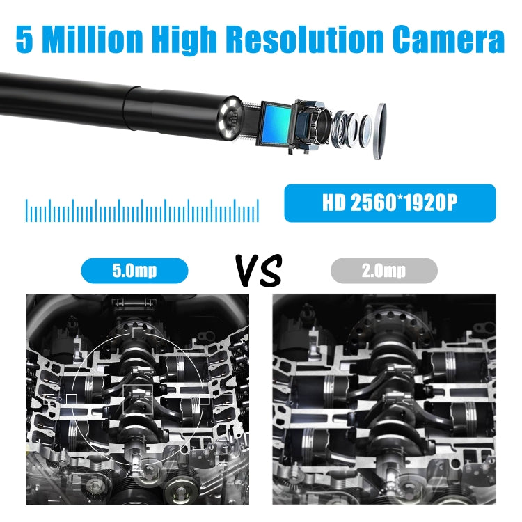 F220 5.5 มม. HD 5.0MP กล้องตรวจสอบเอนโดสโคป WIFI พร้อมไฟ LED 6 ดวง, ความยาว: 5 ม., Length: 5m