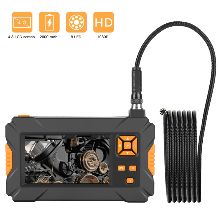 P30 8mm IP67 กันน้ำ 4.3 นิ้ว HD กล้องส่องกล้องแบบพกพาท่องูกล้องส่องทางอุตสาหกรรม, ความยาวสายเคเบิล: 5 ม., 5m (Snake Tube)