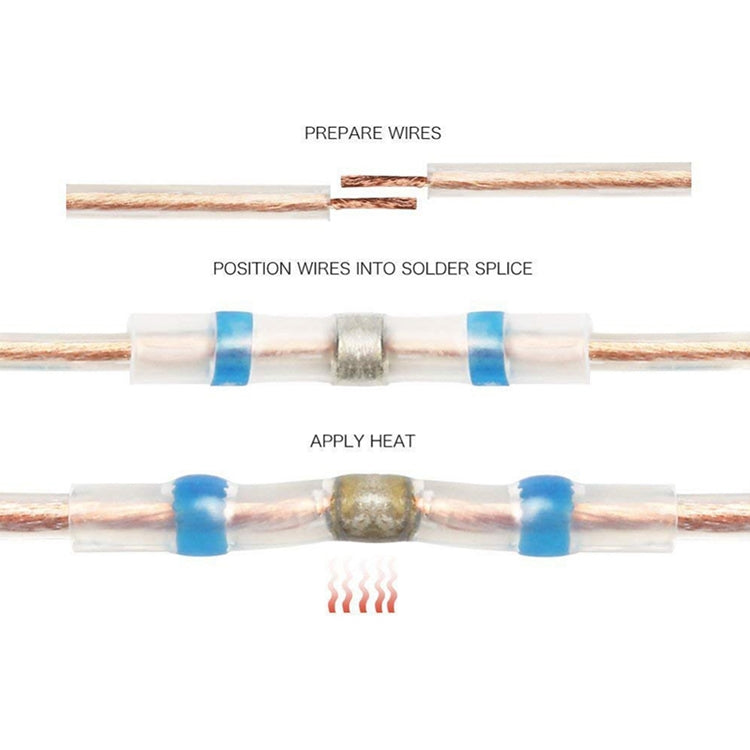 100 ชิ้น AWG26-24 0.25-0.34 มิลลิเมตรซีลก้นหดความร้อนตัวเชื่อมต่อสายไฟสีขาวเทอร์มินัลแขนบัดกรี, 0.25-0.34mm White