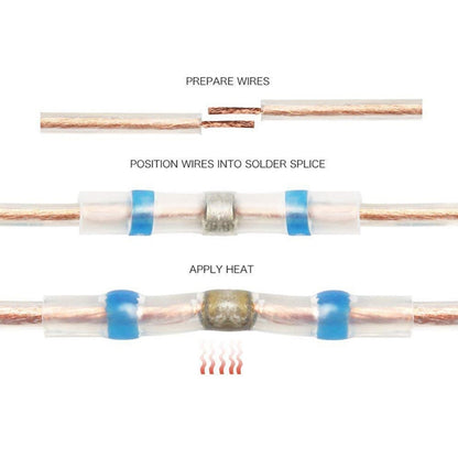100 ชิ้น AWG26-24 0.25-0.34 มิลลิเมตรซีลก้นหดความร้อนตัวเชื่อมต่อสายไฟสีขาวเทอร์มินัลแขนบัดกรี, 0.25-0.34mm White