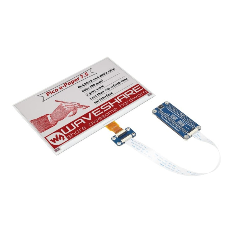 Waveshare 7.5 นิ้ว 800x480 พิกเซลสีแดงสีดำสีขาว E-Paper โมดูลแสดงผล E-Ink (B) สำหรับ Raspberry Pi Pico,อินเทอร์เฟซ SPI, 20129