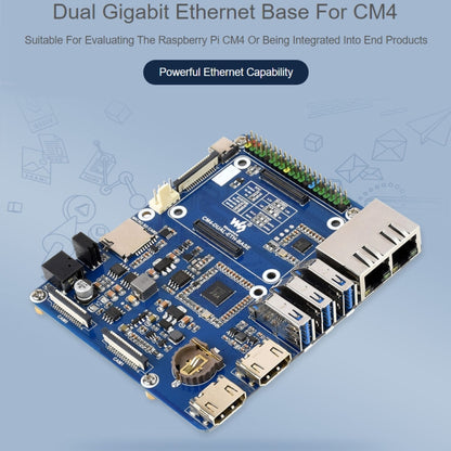 Waveshare Compute Module บอร์ดฐาน Dual Gigabit Ethernet สำหรับ Raspberry Pi CM4, For Raspberry Pi CM4