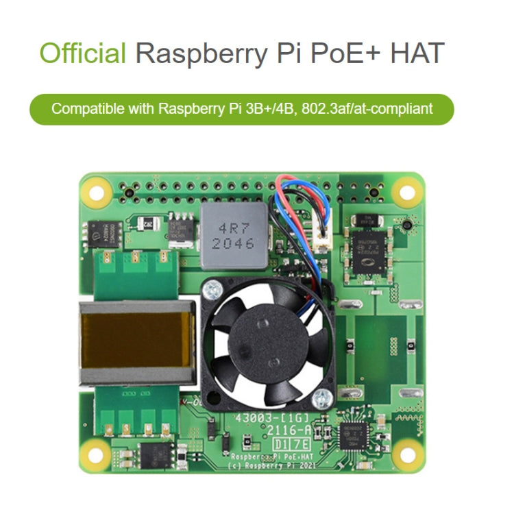 Waveshare Raspberry Pi PoE+ HAT บอร์ดขยายอีเธอร์เน็ตสำหรับ Raspberry Pi 3B+/4B