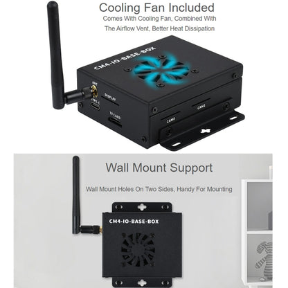 Waveshare Mini IO Board Full Ver มินิคอมพิวเตอร์ฐานกล่องโลหะและพัดลมระบายความร้อนสำหรับ Raspberry Pi CM4, Mini IO Board Full Ver