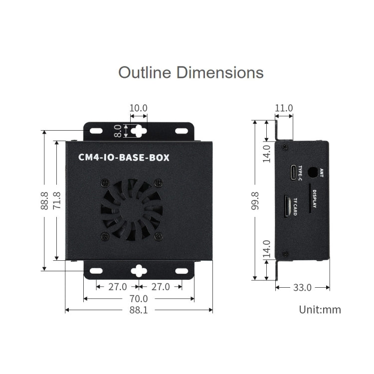 Waveshare Mini IO Board Full Ver มินิคอมพิวเตอร์ฐานกล่องโลหะและพัดลมระบายความร้อนสำหรับ Raspberry Pi CM4, Mini IO Board Full Ver