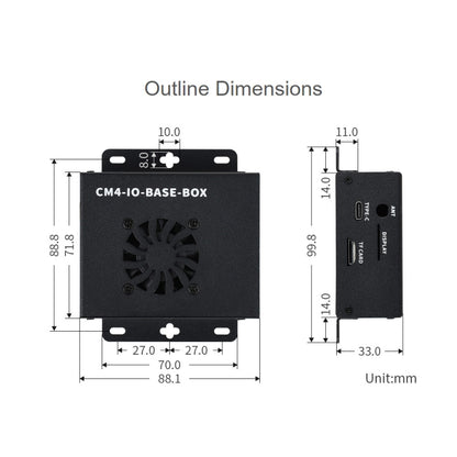 Waveshare Mini IO Board Full Ver มินิคอมพิวเตอร์ฐานกล่องโลหะและพัดลมระบายความร้อนสำหรับ Raspberry Pi CM4, Mini IO Board Full Ver