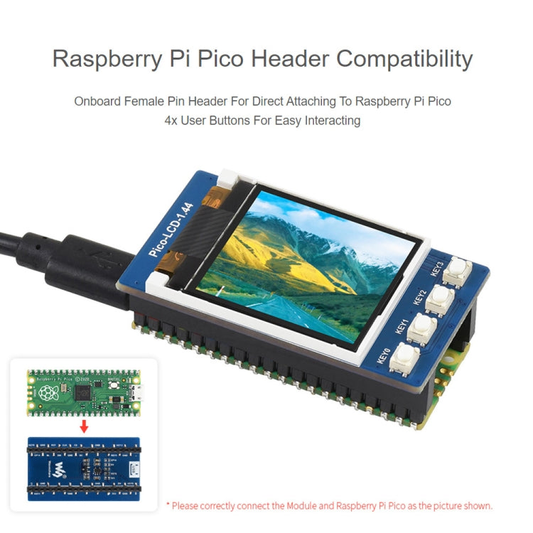 WAVESHARE 1.44 นิ้ว LCD 65K สี 128x128 โมดูลแสดงผลสำหรับ Raspberry Pi Pico,อินเทอร์เฟซ SPI, 1.44 inch