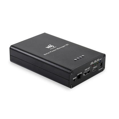 Waveshare Solar Power Manager, แบตเตอรี่ Li-Po ขนาด 10000mAh ในตัว, รองรับแผงโซลาร์เซลล์ 6V~24V, 19799
