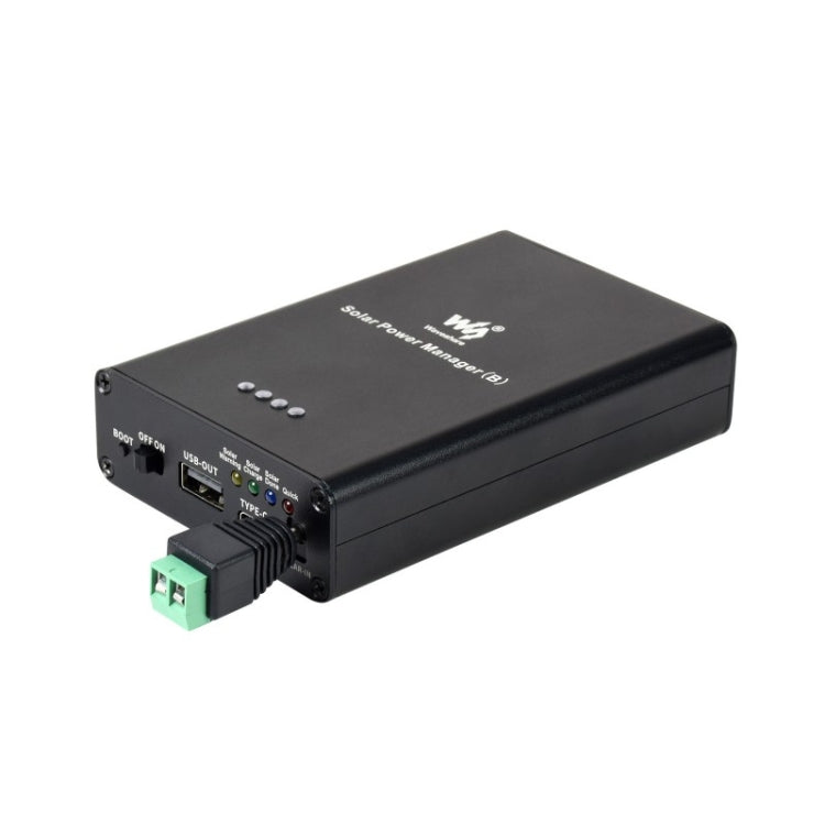 Waveshare Solar Power Manager, แบตเตอรี่ Li-Po ขนาด 10000mAh ในตัว, รองรับแผงโซลาร์เซลล์ 6V~24V, 19799