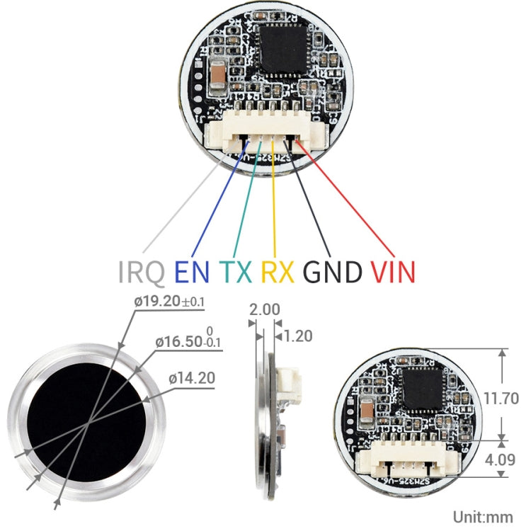 เซ็นเซอร์ลายนิ้วมือแบบ Capacitive Waveshare Round UART
