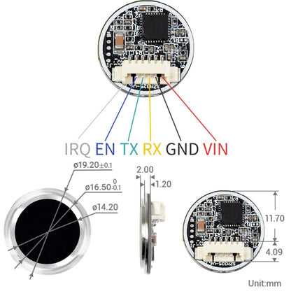 เซ็นเซอร์ลายนิ้วมือแบบ Capacitive Waveshare Round UART