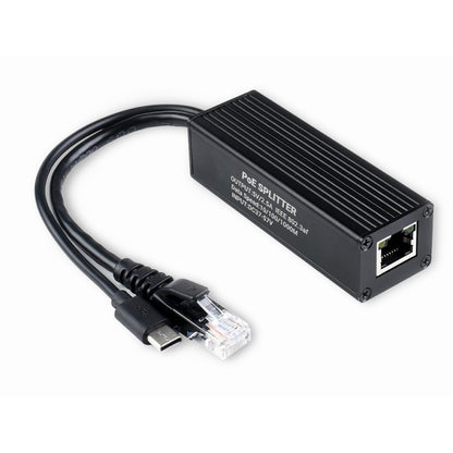 ตัวแยก Gigabit PoE เคสโลหะ Waveshare, 5V 2.5A Type-C Out