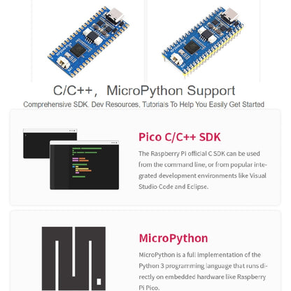 Waveshare RP2040-Plus บอร์ด MCU ที่เหมือน Pico ขึ้นอยู่กับ Raspberry Pi MCU RP2040 พร้อม Pinheader, RP2040-Plus with Pinheader