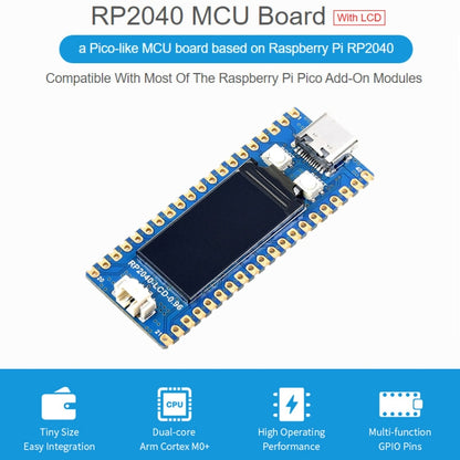 Waveshare RP2040-LCD-0.96 บอร์ด MCU แบบ Pico บน Raspberry Pi MCU RP2040 พร้อม Pinheader, RP2040-LCD-0.96