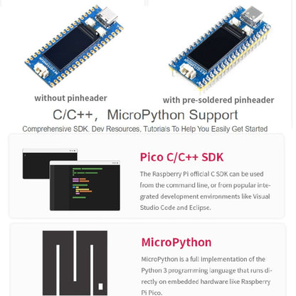Waveshare RP2040-LCD-0.96 บอร์ด MCU แบบ Pico บน Raspberry Pi MCU RP2040 พร้อม Pinheader, RP2040-LCD-0.96