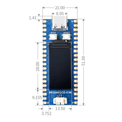 Waveshare RP2040-LCD-0.96 บอร์ด MCU แบบ Pico บน Raspberry Pi MCU RP2040 พร้อม Pinheader, RP2040-LCD-0.96