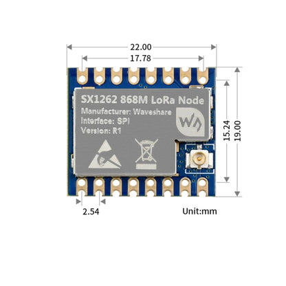 Waveshare Core1262-868M โมดูลป้องกันการรบกวน SX1262 LoRa, แบนด์ EU868