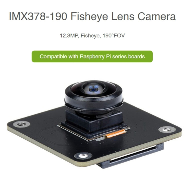 Waveshare IMX378-190 เลนส์ Fisheye 12.3MP กล้องมุมกว้างสำหรับ Raspberry Pi, IMX378-190 Module