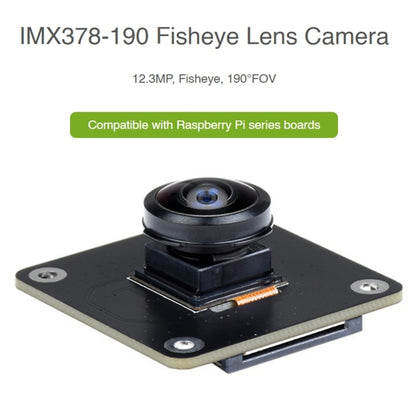 Waveshare IMX378-190 เลนส์ Fisheye 12.3MP กล้องมุมกว้างสำหรับ Raspberry Pi, IMX378-190 Module