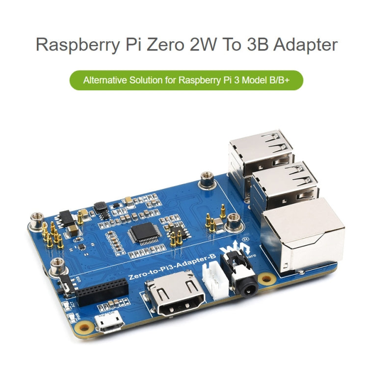 อะแดปเตอร์ Waveshare Raspberry Pi Zero 2W เป็น 3B สำหรับ Raspberry Pi 3 Model B/B+, Pi Zero 2W To 3B