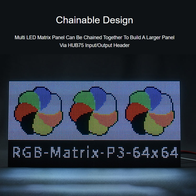 แผงเมทริกซ์ LED แบบเต็มสี Waveshare RGB, ระยะห่าง 3 มม., 64 x 64 พิกเซล, ความสว่างที่ปรับได้, 22100