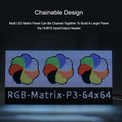 แผงเมทริกซ์ LED แบบเต็มสี Waveshare RGB, ระยะห่าง 3 มม., 64 x 64 พิกเซล, ความสว่างที่ปรับได้, 22100