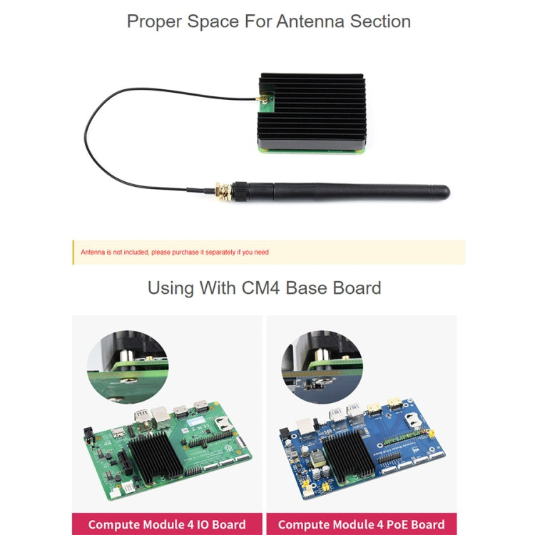 WAVESHARE ฮีทซิงค์อะลูมิเนียมสำหรับ Raspberry Pi CM4 พร้อมรอยบากเสาอากาศ