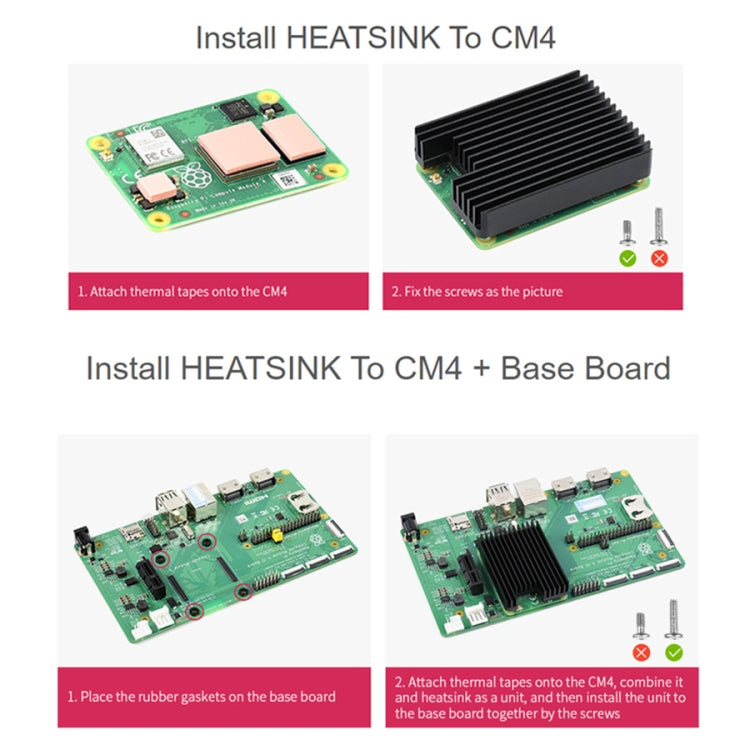 WAVESHARE ฮีทซิงค์อะลูมิเนียมสำหรับ Raspberry Pi CM4 พร้อมรอยบากเสาอากาศ