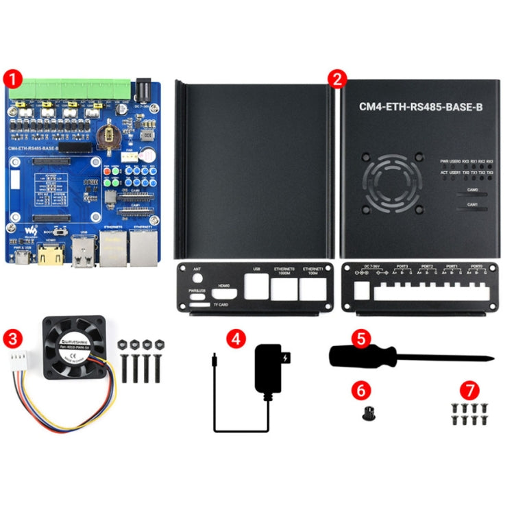 มินิคอมพิวเตอร์ Waveshare Dual ETH สำหรับ Raspberry Pi CM4, Gigabit Ethernet, 4CH แยก RS485