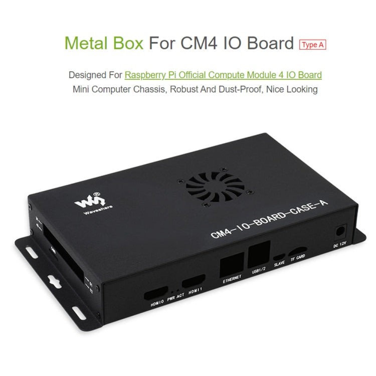 Waveshare Metal Box A สำหรับบอร์ด Raspberry Pi CM4 IO พร้อมพัดลมระบายความร้อน