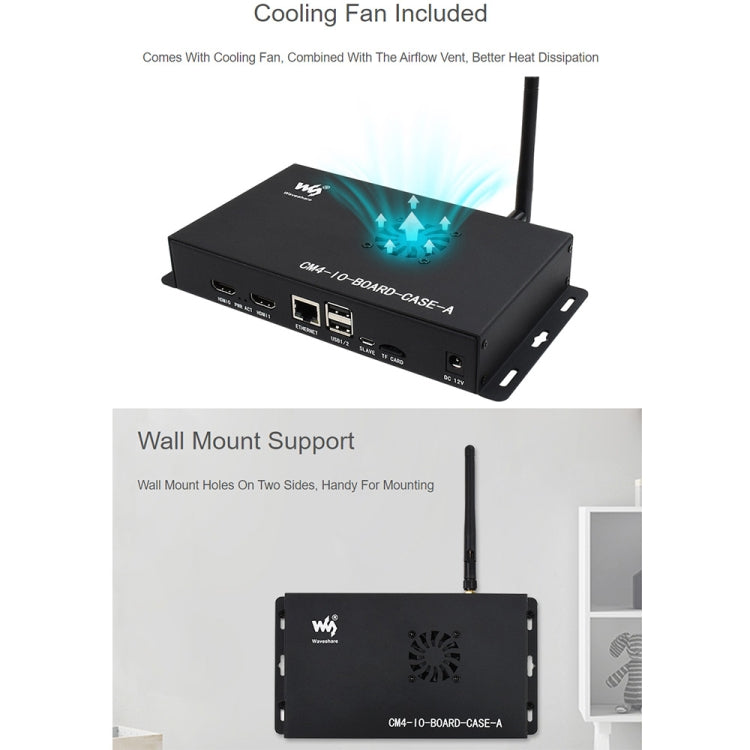 Waveshare Metal Box A สำหรับบอร์ด Raspberry Pi CM4 IO พร้อมพัดลมระบายความร้อน