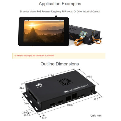 Waveshare Metal Box A สำหรับบอร์ด Raspberry Pi CM4 IO พร้อมพัดลมระบายความร้อน