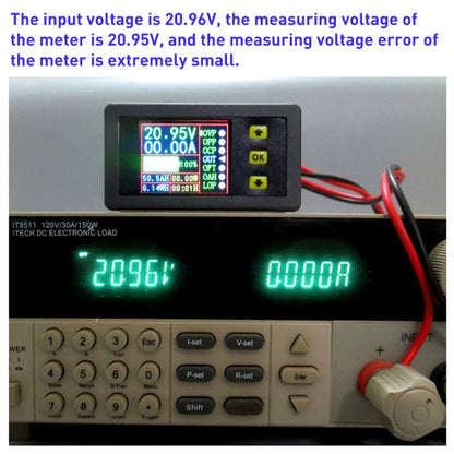 90V 20A สีจอแสดงผลแบบ Dual แรงดันไฟฟ้าปัจจุบันมิเตอร์ Charge Discharge การวัดเคาน์เตอร์, Without Relay