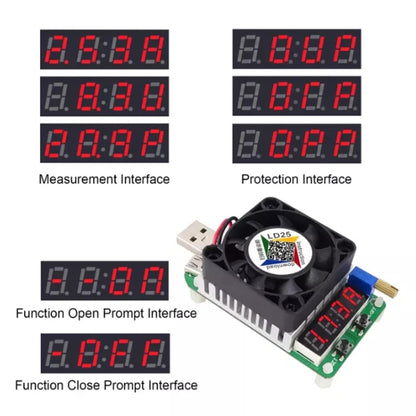 LD25 ปรับแรงดันไฟฟ้าอิเล็กทรอนิกส์ USB โหลด Resistor Discharge แบตเตอรี่ Test