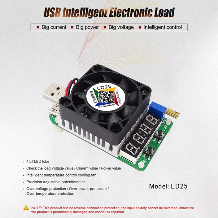 LD25 ปรับแรงดันไฟฟ้าอิเล็กทรอนิกส์ USB โหลด Resistor Discharge แบตเตอรี่ Test