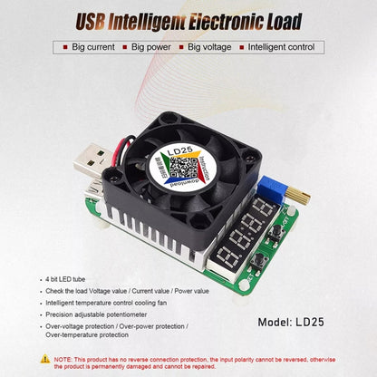 LD25 ปรับแรงดันไฟฟ้าอิเล็กทรอนิกส์ USB โหลด Resistor Discharge แบตเตอรี่ Test