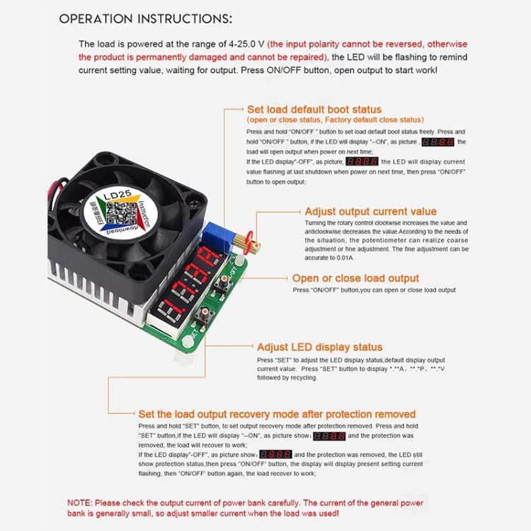 LD25 ปรับแรงดันไฟฟ้าอิเล็กทรอนิกส์ USB โหลด Resistor Discharge แบตเตอรี่ Test