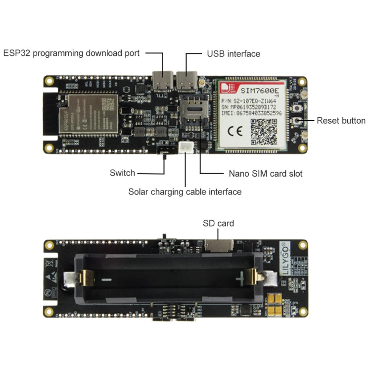 TTGO T-SIM7600E-H ESP32 WiFi Bluetooth 18560 แบตเตอรี่ผู้ถือพลังงานแสงอาทิตย์ชาร์จโมดูลบอร์ดพัฒนา, T-SIM7600E-H